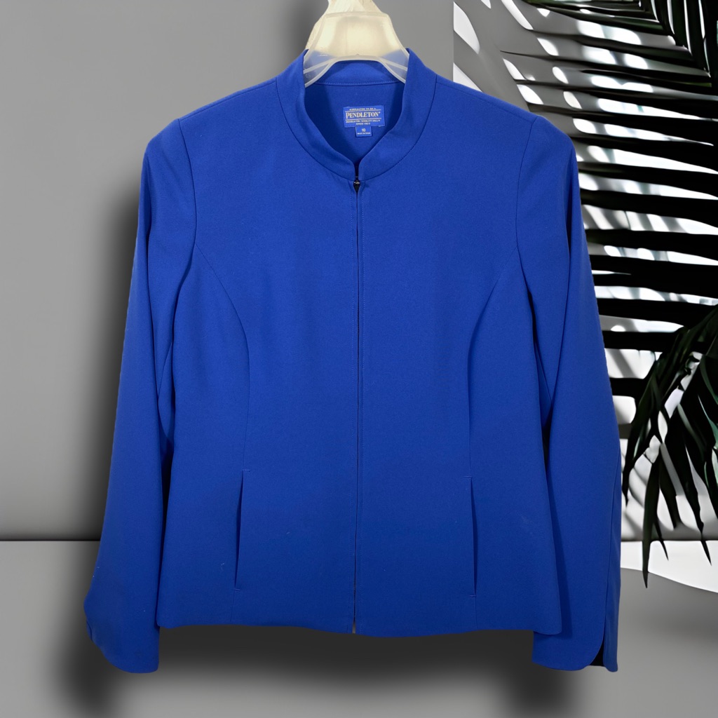 Pendleton Blue Blazer Jacket Work Career Professional Women's Size 10 Year Round